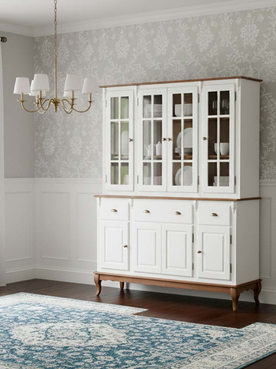 Arca Oratório Hanover 4 Portas Pés Luis XV 205 x 175 x 45 cm (A x L x P) - Cor Branco - Imbuia Glazer