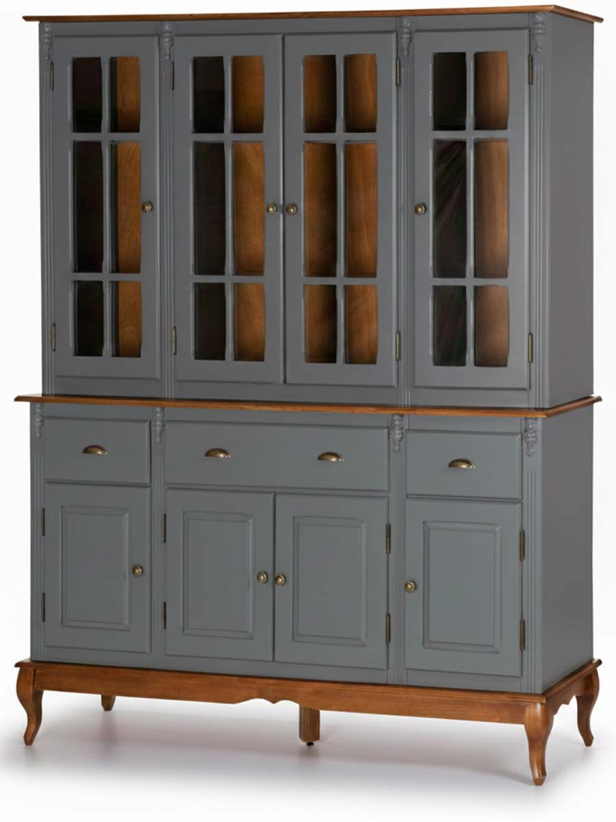 Arca Oratório Hanover 4 Portas Pés Luis XV 205 x 175 x 45 cm (A x L x P) - Cor Cinza Escuro - Imbuia Glazer