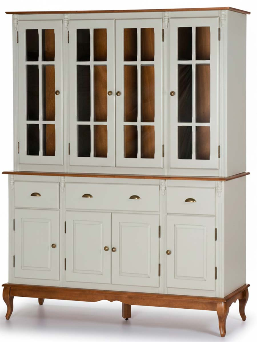 Arca Oratório Hanover 4 Portas Pés Luis XV 205 x 175 x 45 cm (A x L x P) - Cor Offwhite - Imbuia Glazer