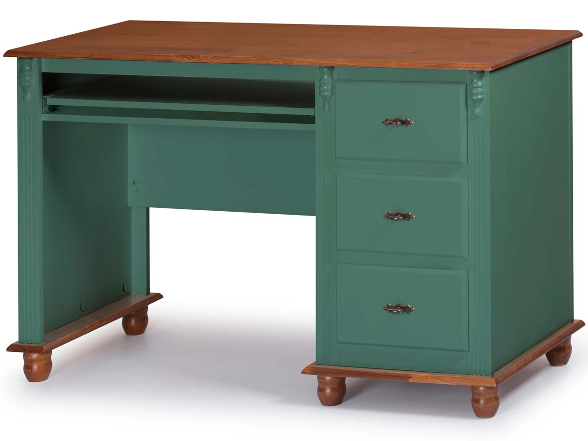 Escrivaninha Linz 3 Gavetas 80 x 132 x 50 cm (A x L x P) - Cor Verde Musgo - Imbuia Glazer 