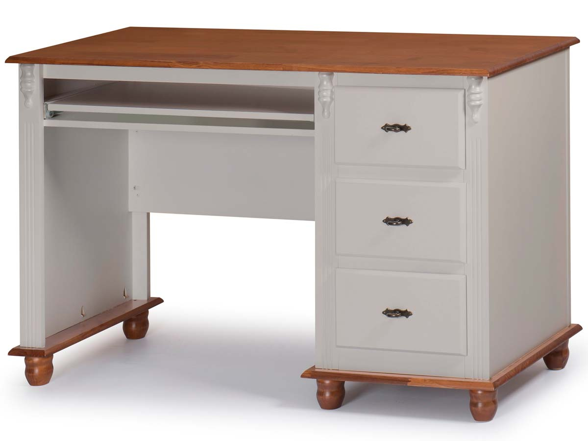 Escrivaninha Linz 3 Gavetas 80 x 132 x 50 cm (A x L x P) - Cor Offwhite - Imbuia Glazer 