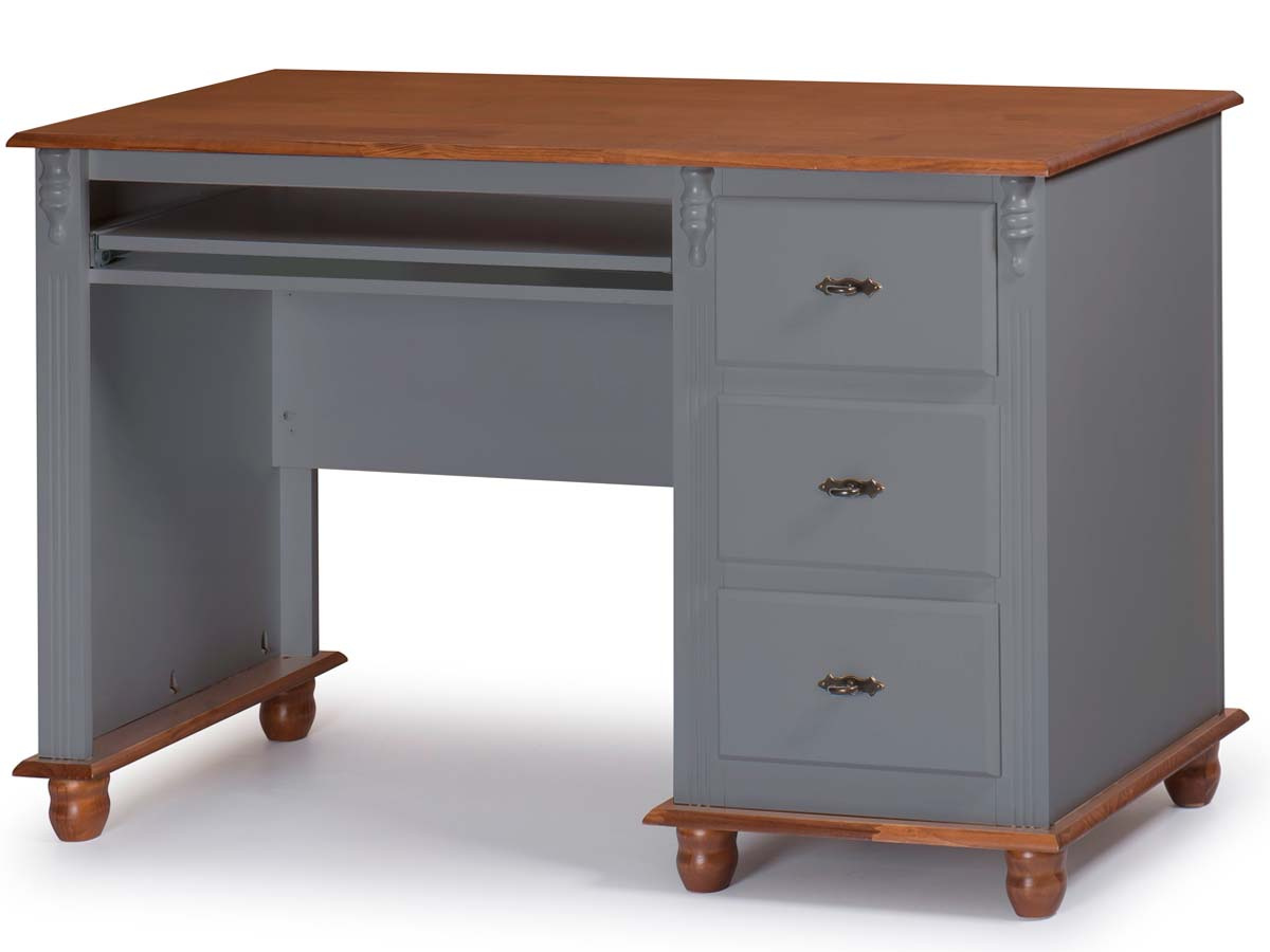 Escrivaninha Linz 3 Gavetas 80 x 132 x 50 cm (A x L x P) - Cor Cinza Escuro - Imbuia Glazer 