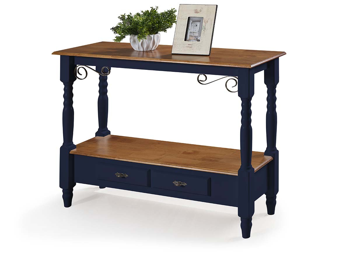 Aparador Linz Pés Torneados Duas Gavetas 89 x 116 x 40 cm (A x L x P) - Cor Azul Petróleo - Imbuia Glazer