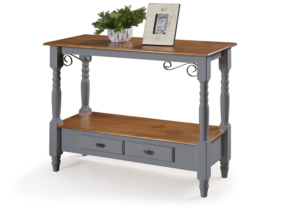 Aparador Linz Pés Torneados Duas Gavetas 89 x 116 x 40 cm (A x L x P) - Cor Cinza Escuro - Imbuia Glazer