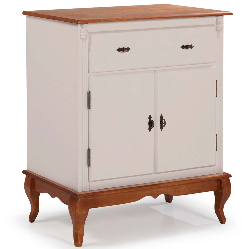 Balcão Linz Com Pés Luis 2 Portas 1 Gaveta XV 99 x 90 x 45 cm (A x L x P) - Cor Imbuia Glazer - Off White