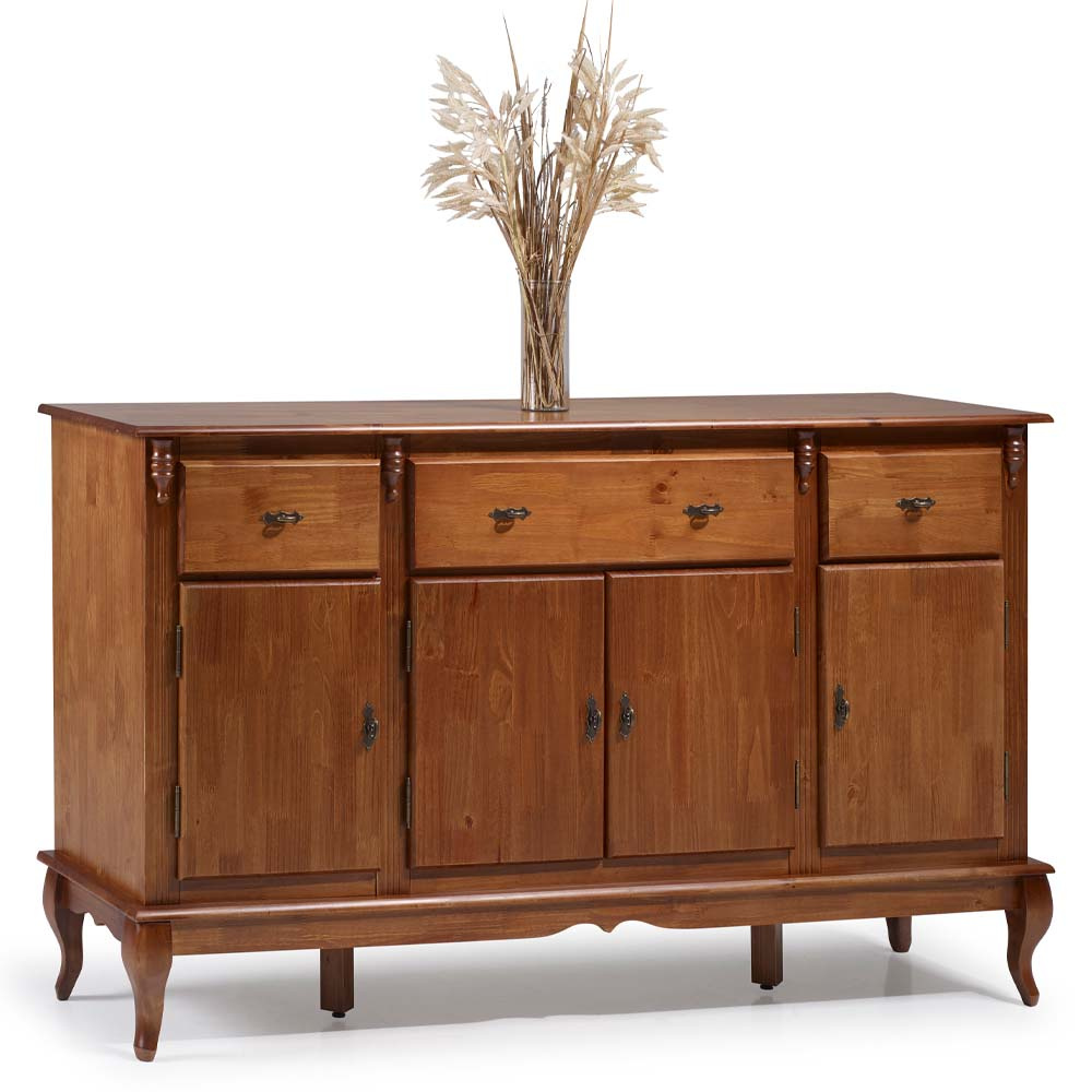 Balcão De Madeira Linz 4 Portas Pés Luis XV 99 x 175 x 45 cm (A x L x P) - Cor Imbuia Glazer