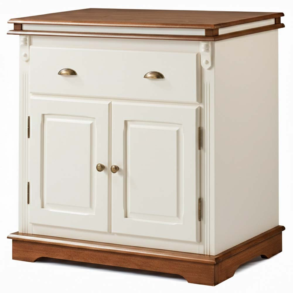 Balcão Manchester 2 portas 1 Gaveta 89 x 90 x 45 cm (A x L x P) - Cor Offwhite - Imbuia Glazer 