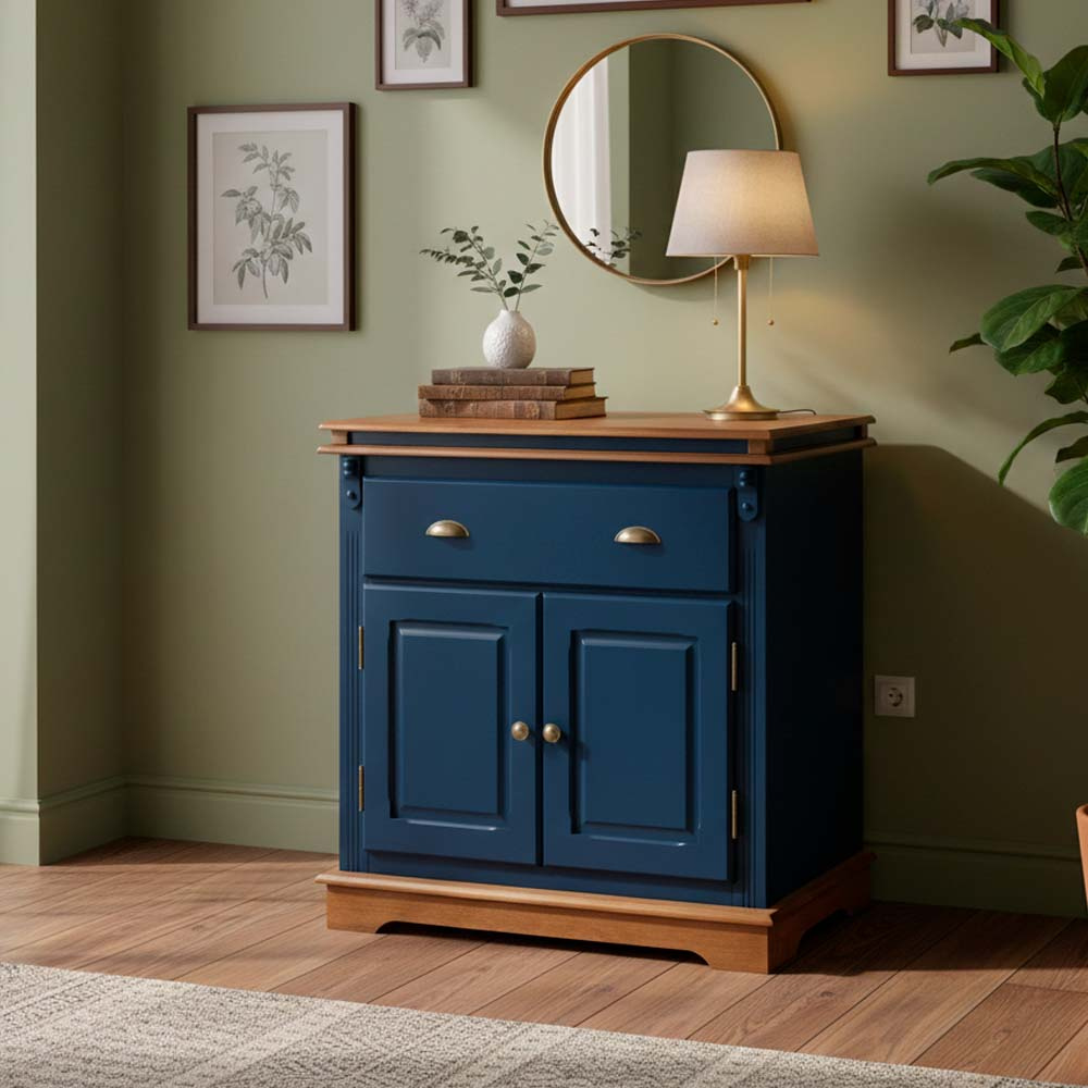 Balcão Manchester 2 portas 1 Gaveta 89 x 90 x 45 cm (A x L x P) - Cor Azul Petróleo- Imbuia Glazer 