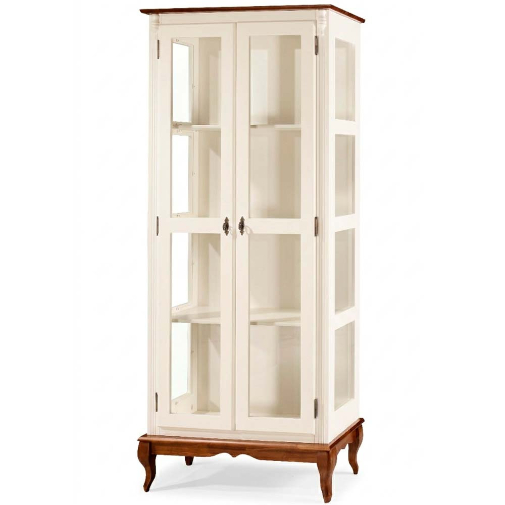 Cristaleira Linz 2 Portas Pés Luis XV 205 x 90 x 40 cm (A x L x P) - Cor Offwhite - Imbuia Glazer