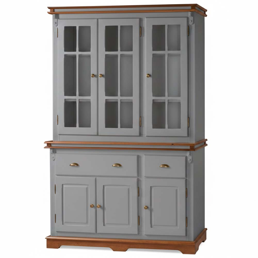 Arca Oratório Manchester 3 Portas 2 Gavetas 200 x 132 x 45 cm (A x L x P) - Cor Cinza Escuro - Imbuia Glazer 