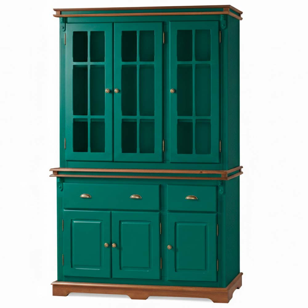 Arca Oratório Manchester 3 Portas 2 Gavetas 200 x 132 x 45 cm (A x L x P) - Cor Verde Musgo - Imbuia Glazer 