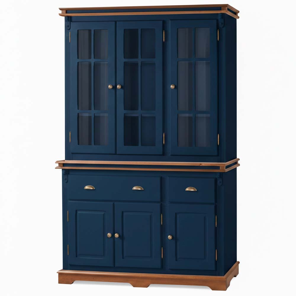Arca Oratório Manchester 3 Portas 2 Gavetas 200 x 132 x 45 cm (A x L x P) - Cor Azul Petróleo - Imbuia Glazer 