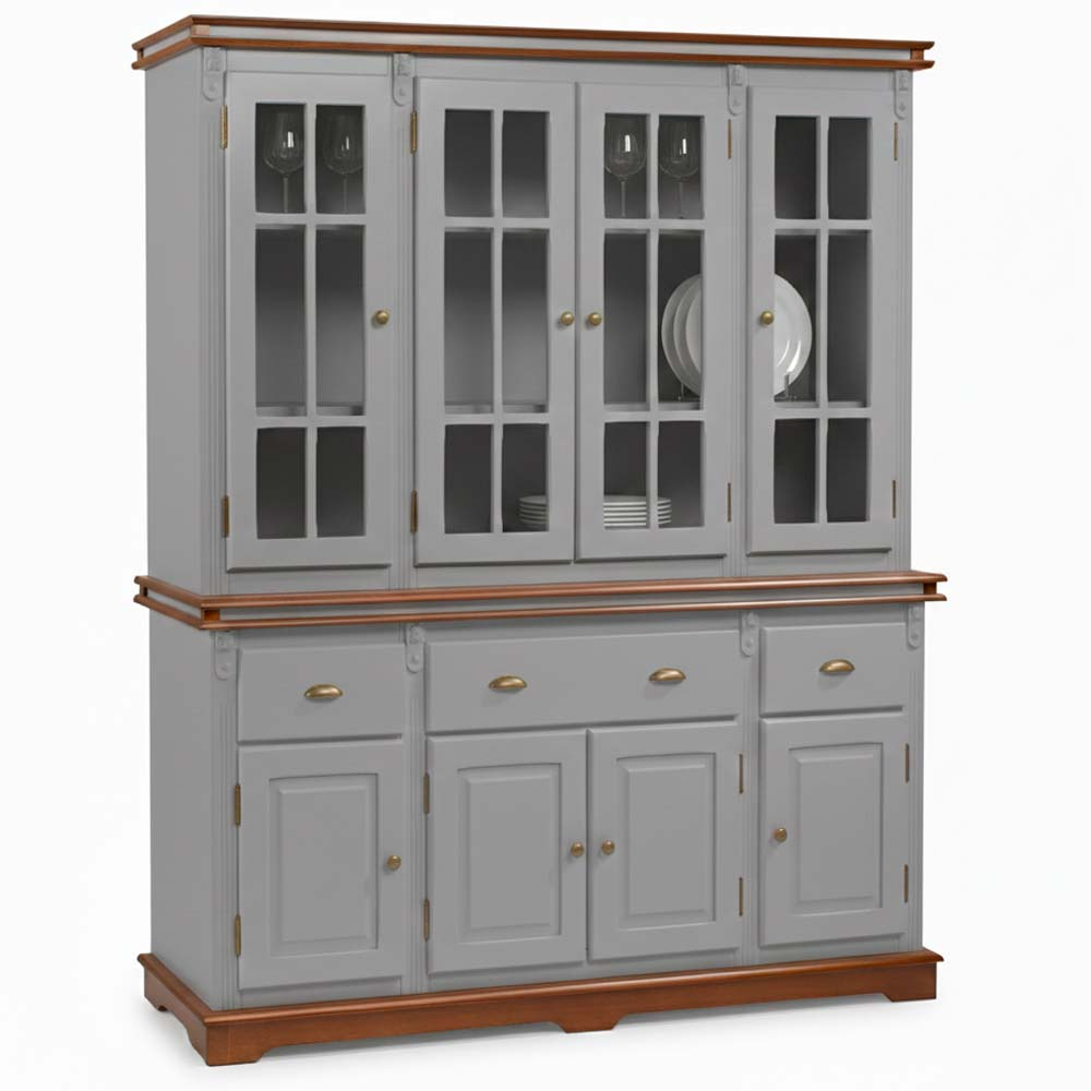 Arca Oratório Manchester 4 Portas 3 Gavetas 200 x 175 x 45 cm (A x L x P) - Cor Cinza Escuro - Imbuia Glazer 