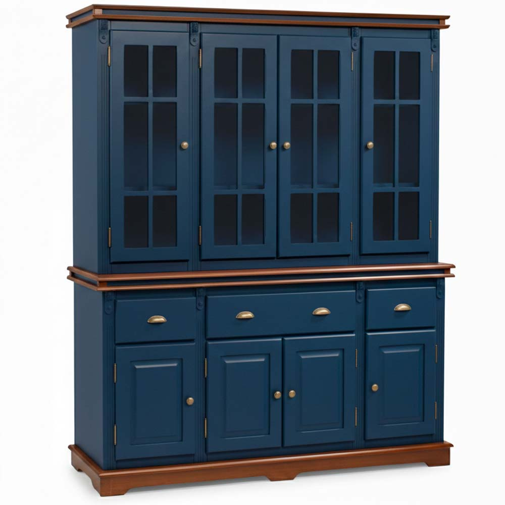 Arca Oratório Manchester 4 Portas 3 Gavetas 200 x 175 x 45 cm (A x L x P) - Cor Azul Petróleo - Imbuia Glazer 