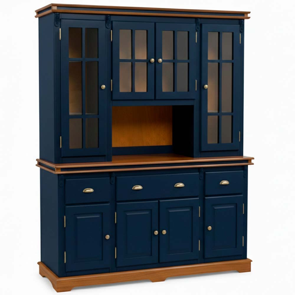 Arca Oratório Manchester 4 Portas 3 Gavetas + Nicho 200 x 175 x 45 cm (A x L x P) - Cor Azul Petróleo - Imbuia Glazer 