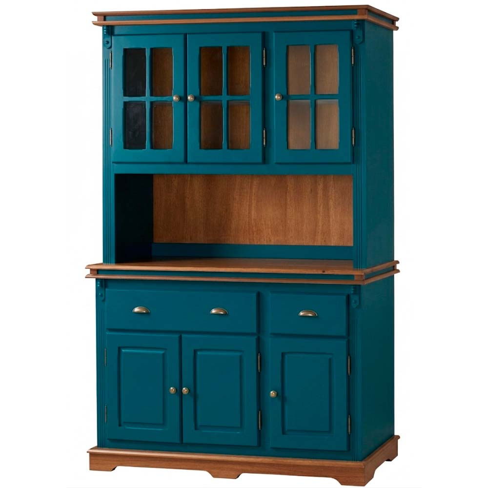 Arca Oratório Manchester 3 Portas 2 Gavetas + Nicho 200 x 132 x 45 cm (A x L x P) - Cor Azul Petróleo - Imbuia Glazer