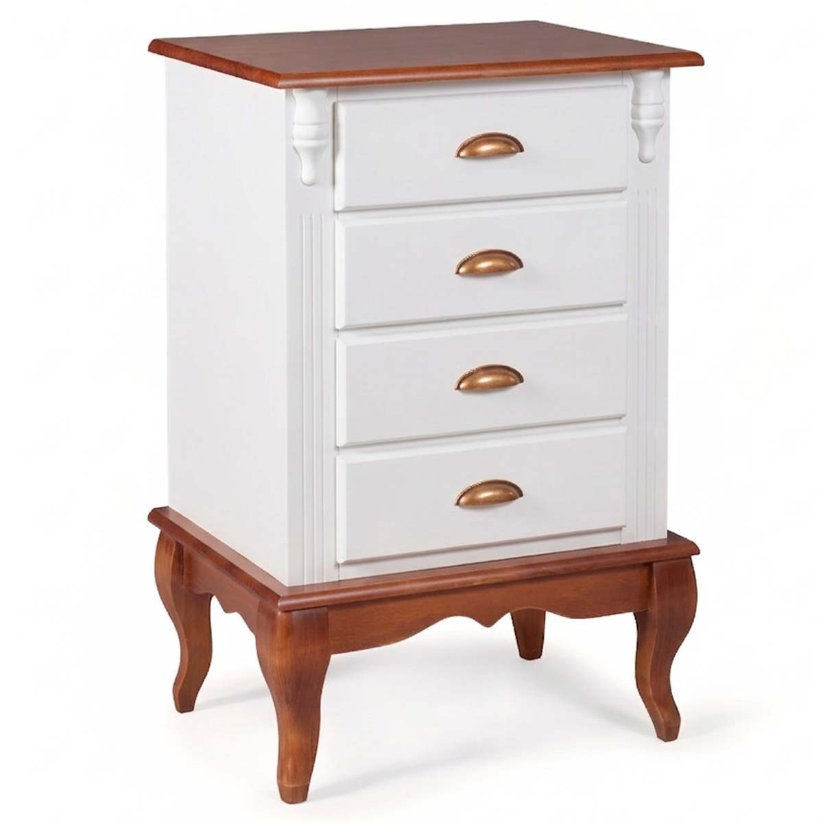 Mesa De Cabeceira Hanover Pés Luis XV 80 x 53 x 40 cm (A x L x P) - Cor Branco - Imbuia Glazer 