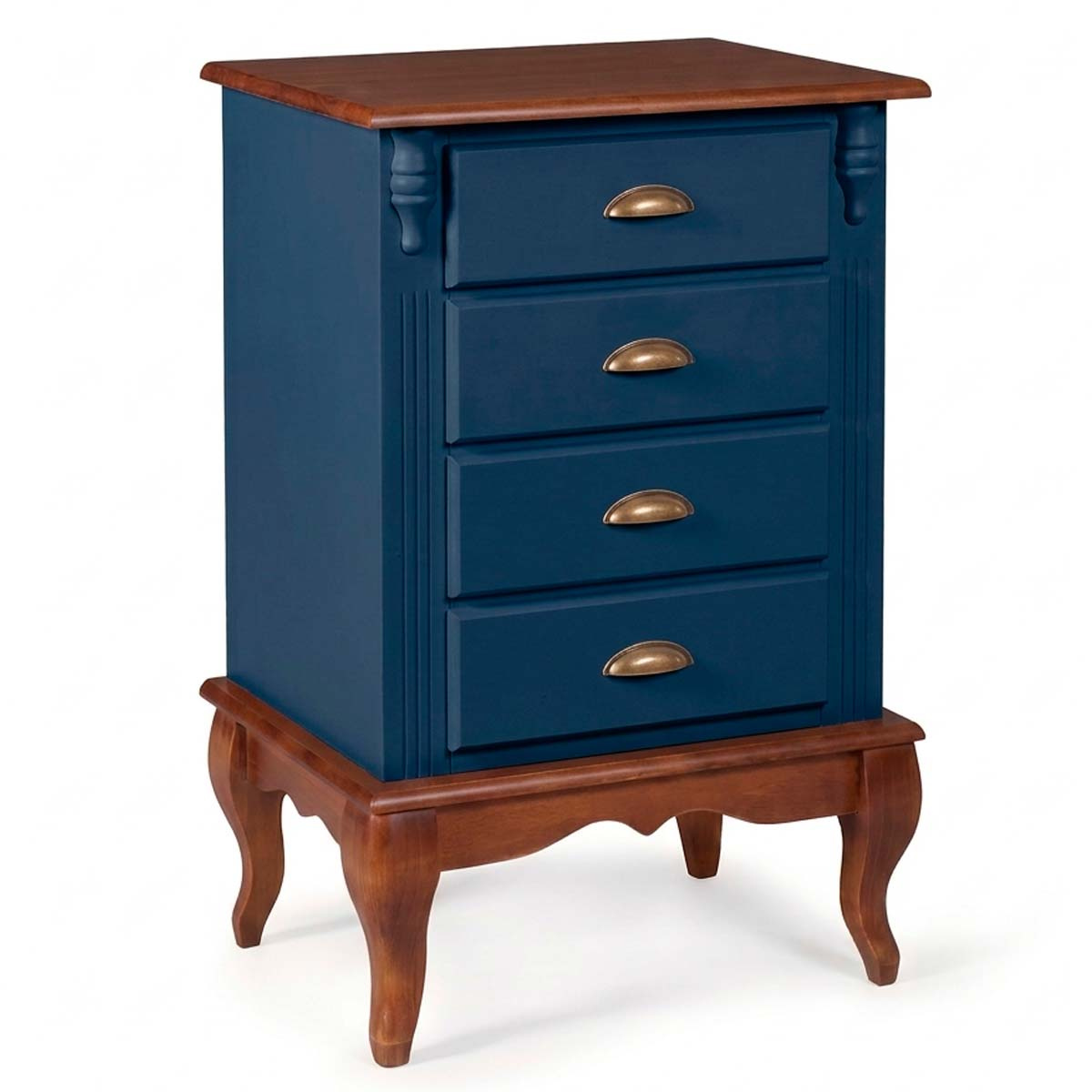 Mesa De Cabeceira Hanover Pés Luis XV 80 x 53 x 40 cm (A x L x P) - Cor Azul Petróleo - Imbuia Glazer 