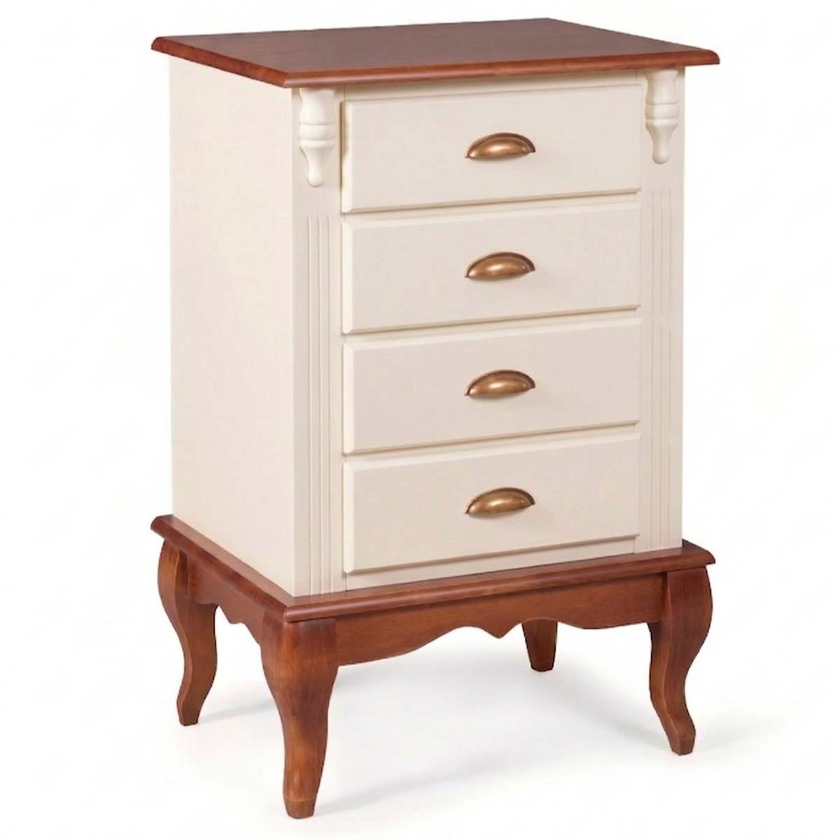 Mesa De Cabeceira Hanover Pés Luis XV 80 x 53 x 40 cm (A x L x P) - Cor Offwhite - Imbuia Glazer 