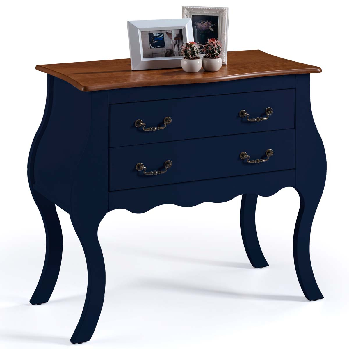 Cômoda Bombê Linz 2 Gavetas 81 x 89 x 40 cm (A x L x P) - Cor Azul Petróleo - Imbuia Glazer 