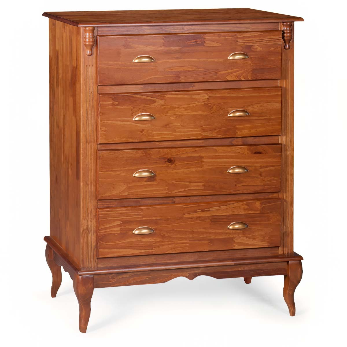 Cômoda Hanover 4 Gavetas Pés Luis XV 116 x 90 x 50 cm (A x L x P) - Cor Imbuia Glazer