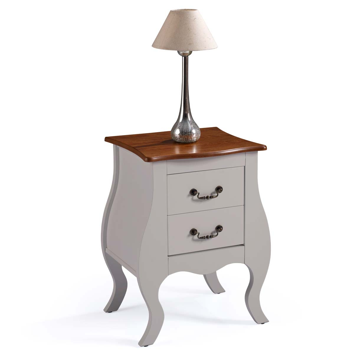 Mesa de Cabeceira Bombê Linz 2 Gavetas 65 x 50 x 40 cm (A x L x P) - Cor Offwhite/Imbuia Glazer 