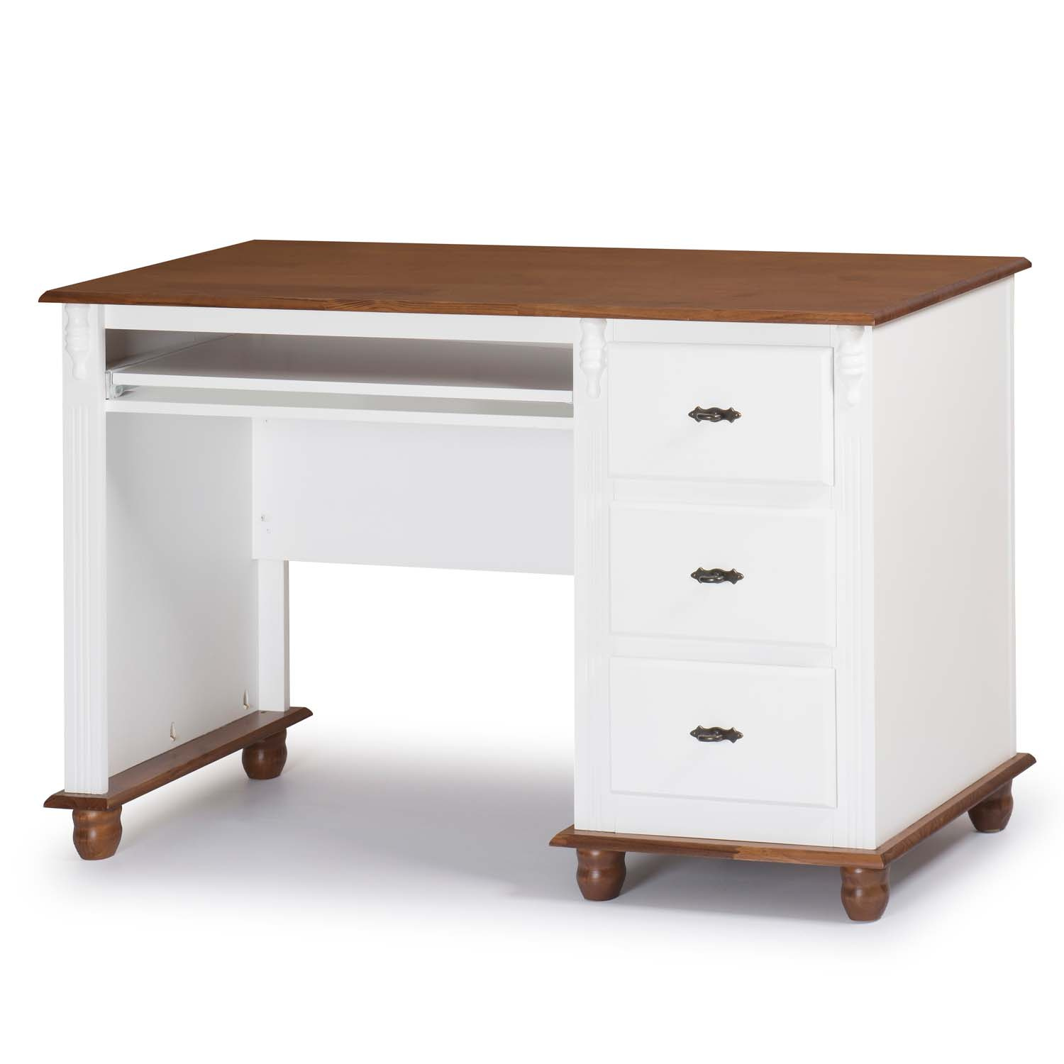 Escrivaninha Linz 3 Gavetas 80 x 132 x 50 cm (A x L x P) - Cor Branco - Imbuia Glazer 