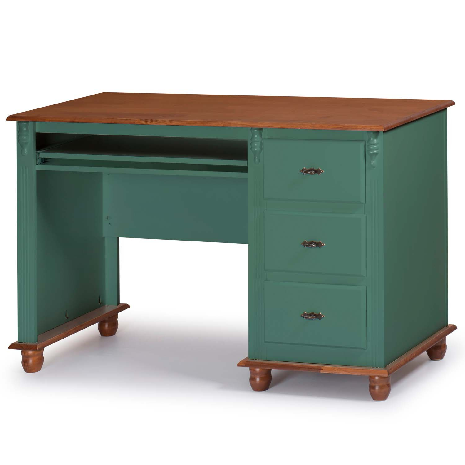 Escrivaninha Linz 3 Gavetas 80 x 132 x 50 cm (A x L x P) - Cor Verde Musgo - Imbuia Glazer 