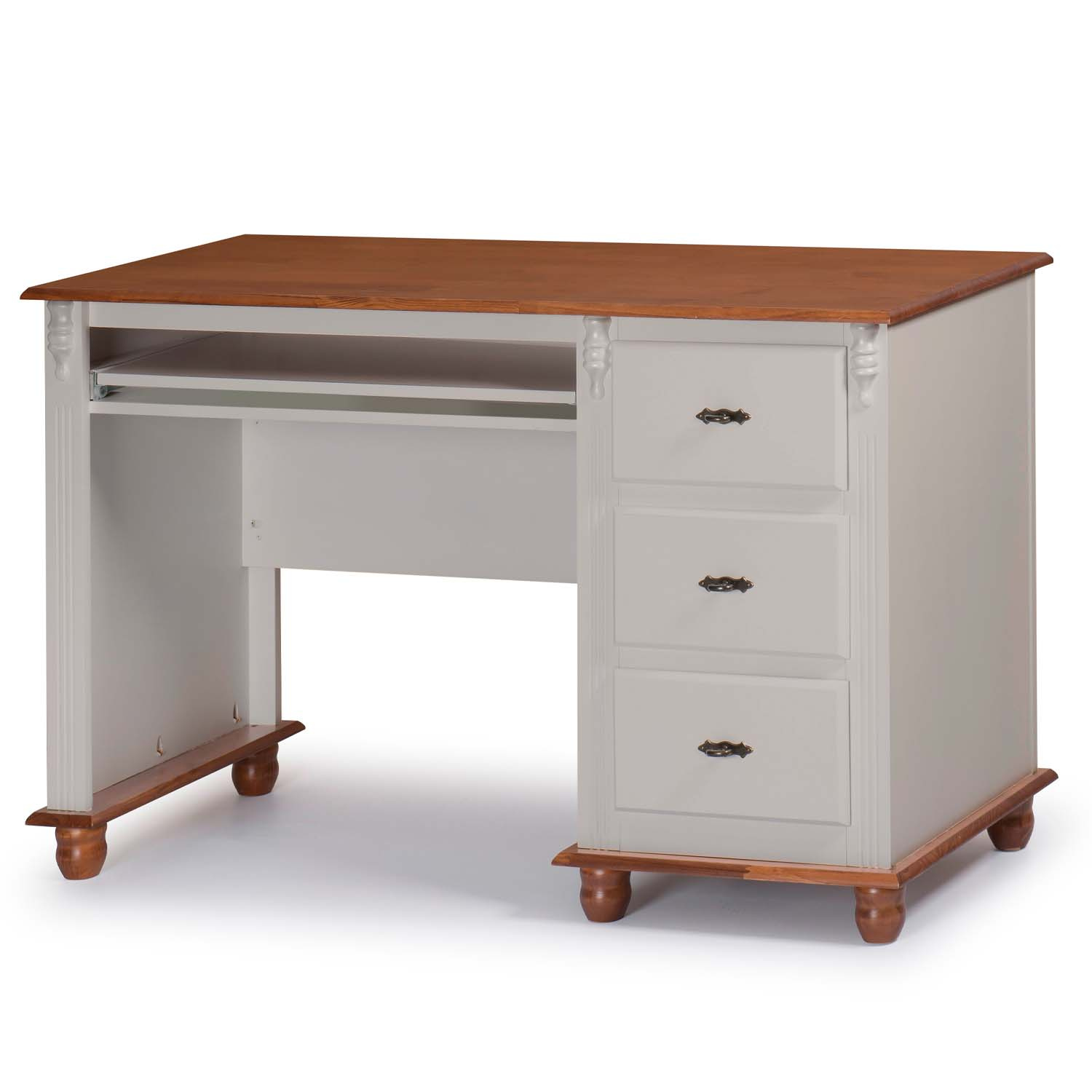 Escrivaninha Linz 3 Gavetas 80 x 132 x 50 cm (A x L x P) - Cor Offwhite - Imbuia Glazer 