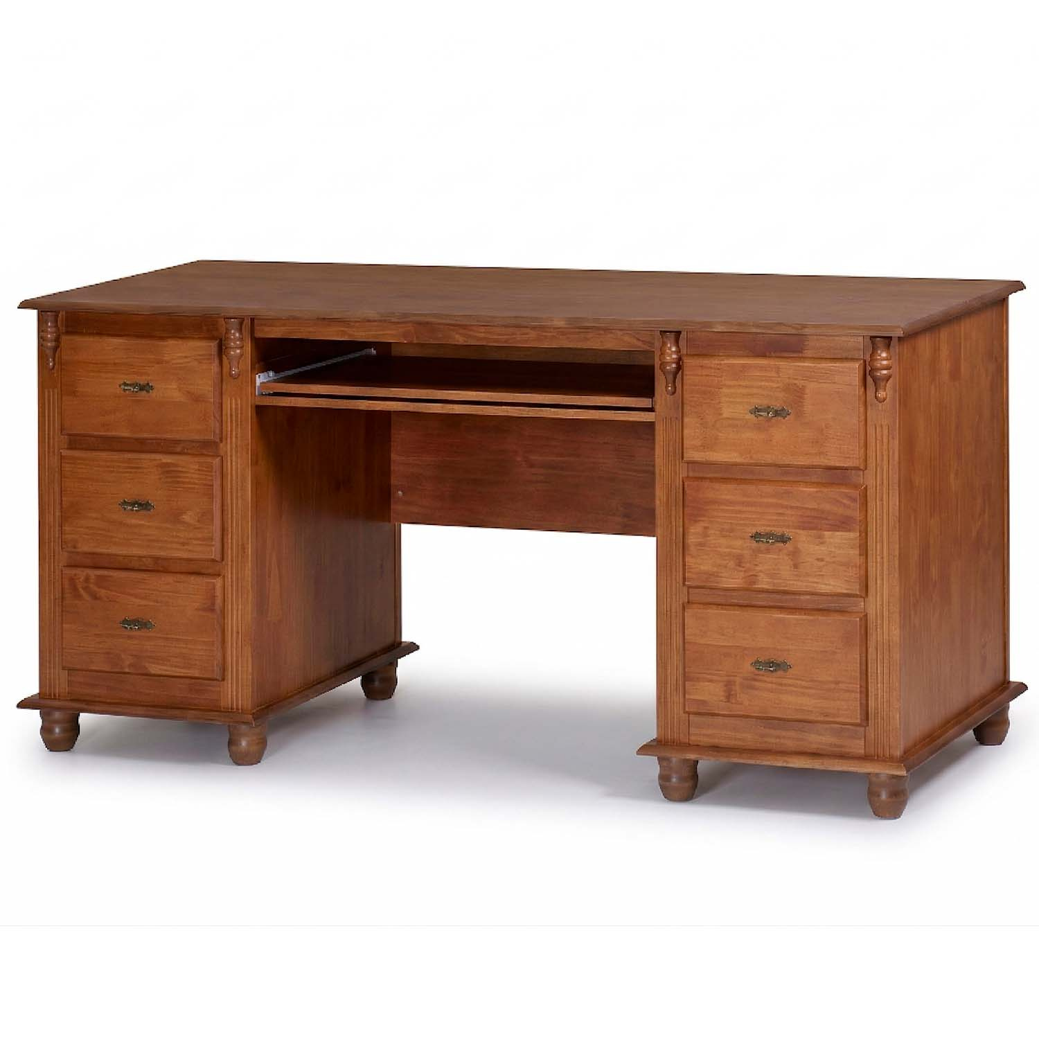 Escrivaninha Linz 6 Gavetas 80 x 176 x 50 cm (A x L x P) Cor Imbuia Glazer