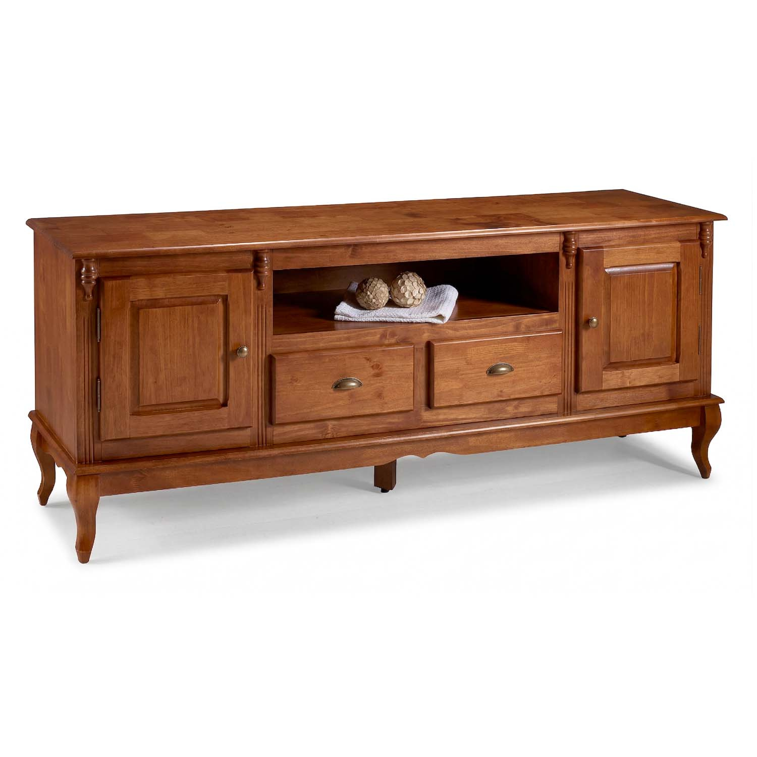 Rack Hanover 2 Portas 2 Gavetas + Nicho Pés Luis XV 75 x 195 x 40 cm (A x L x P) - Cor Imbuia Glazer