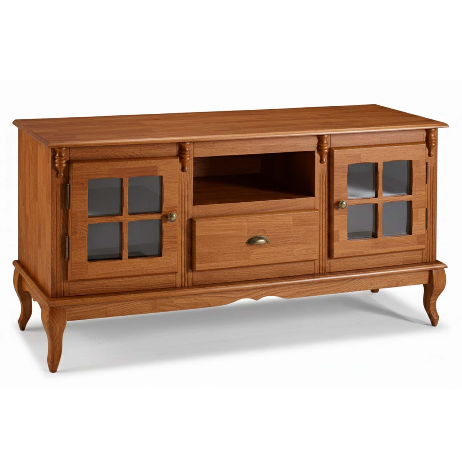 Rack Hanover 2 Portas 1 Gaveta Pés Luis XV 75 x 150 x 40 (A x L x P) - Cor Imbuia Glazer