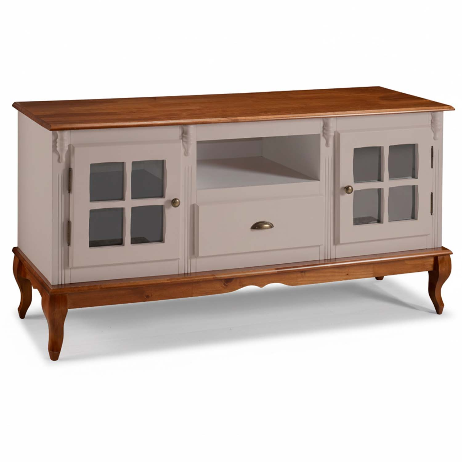 Rack Hanover 2 Portas 1 Gaveta Pés Luis XV 75 x 150 x 40 (A x L x P) - Cor Offwhite - Imbuia Glazer