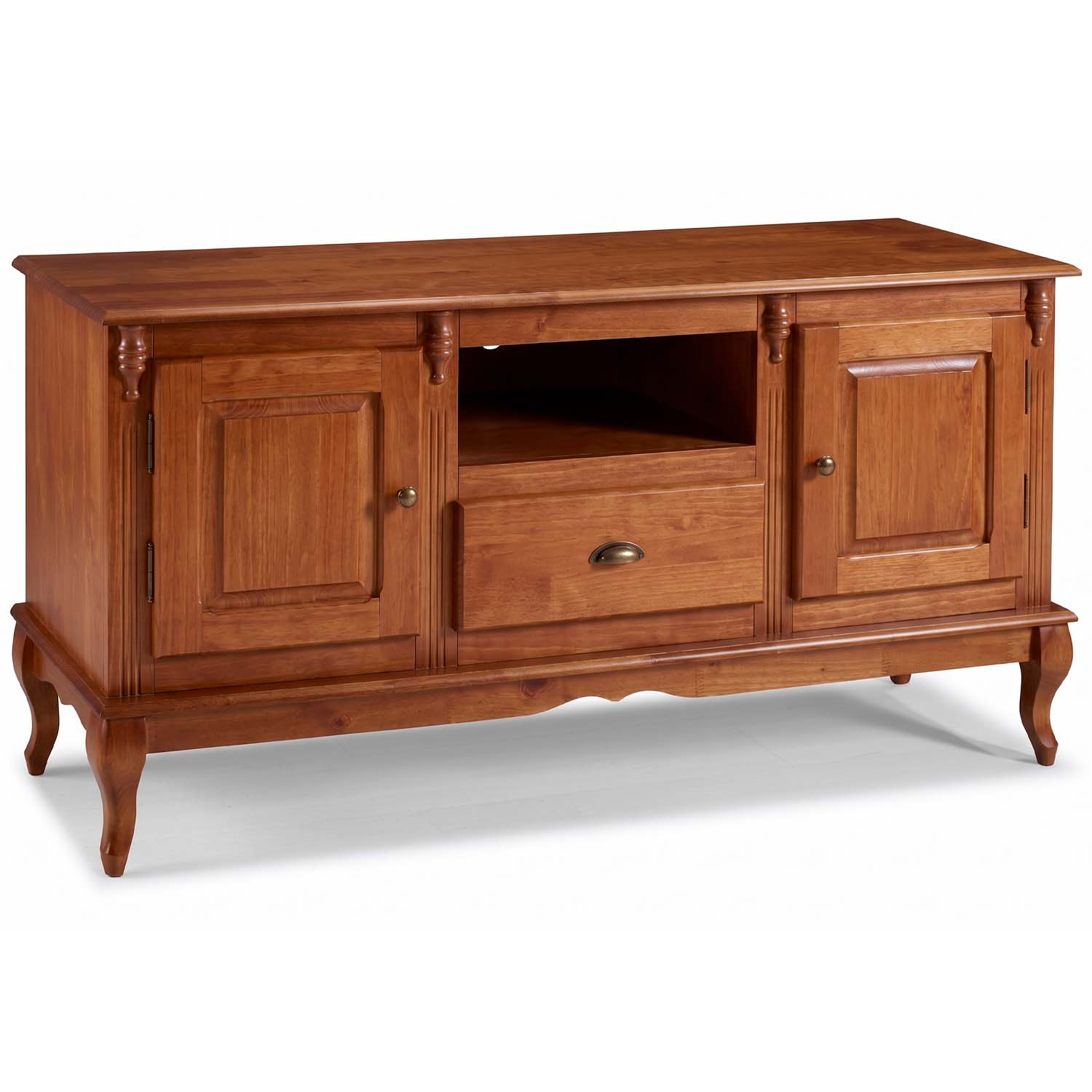 Rack Hanover 2 Portas Madeira 1 Gaveta Pés Luis XV 75 x 150 x 40 (A x L x P) - Cor Imbuia Glazer 