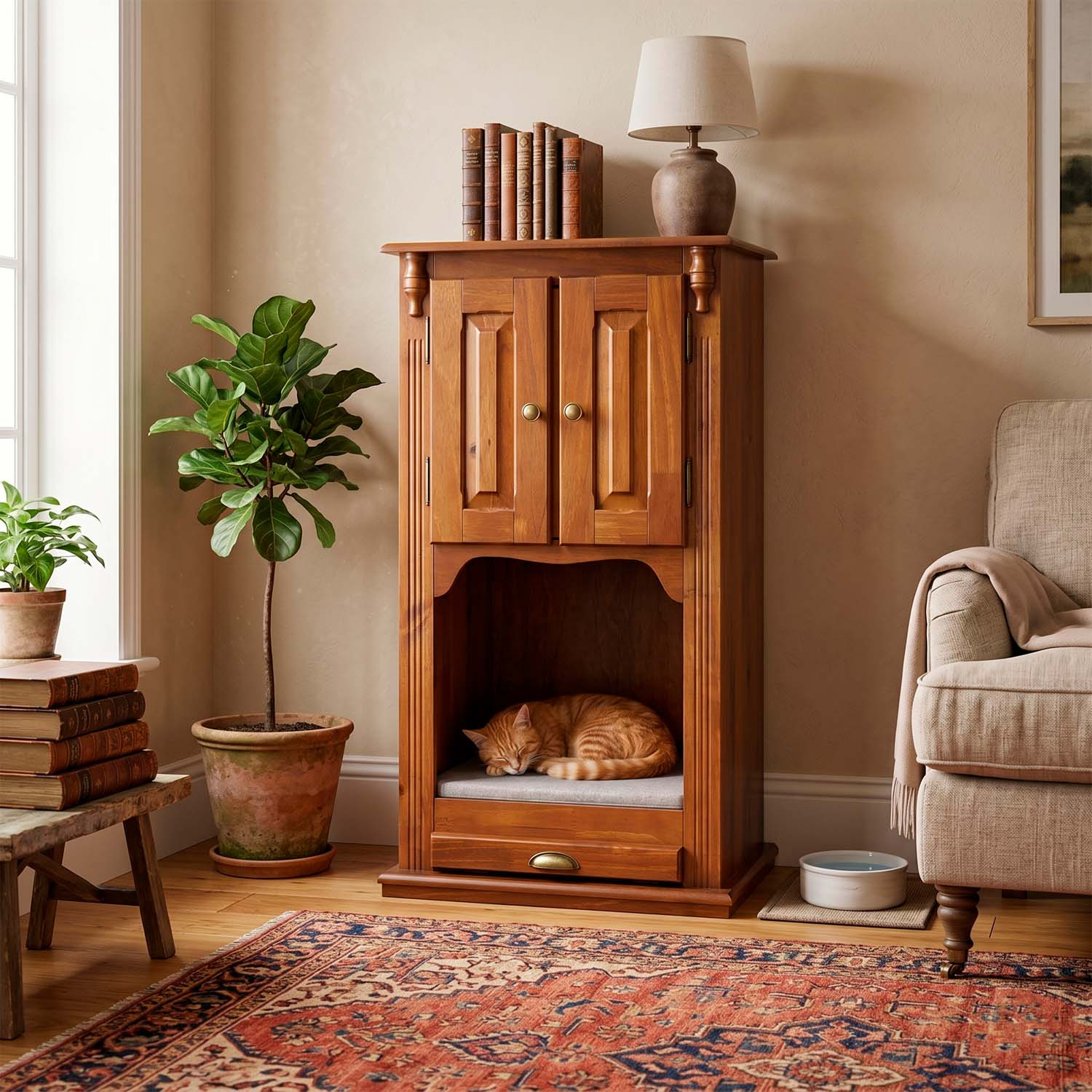 Armário Pet 2 portas Com Tratador Removível 111 x 60 x 40 cm (A x L x P) - Cor Imbuia Glazer 