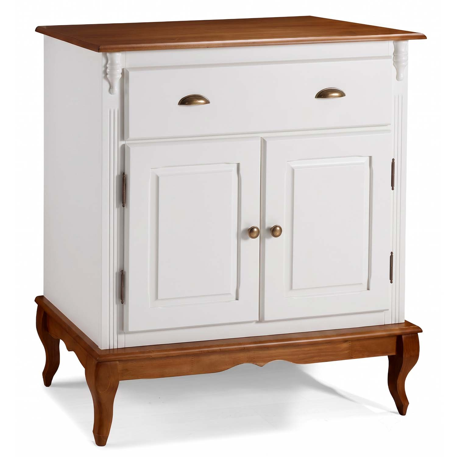 Balcão 2 Portas 1 Gaveta Pés Luis XV Hanover 99 x 90 x 45 cm (A x L x P) - Cor Branco - Imbuia Glazer