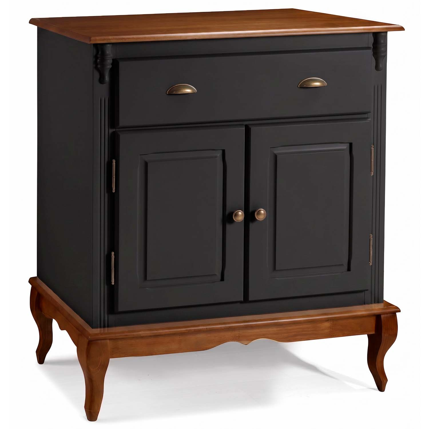 Balcão 2 Portas 1 Gaveta Pés Luis XV Hanover 99 x 90 x 45 cm (A x L x P) - Cor Preto - Imbuia Glazer