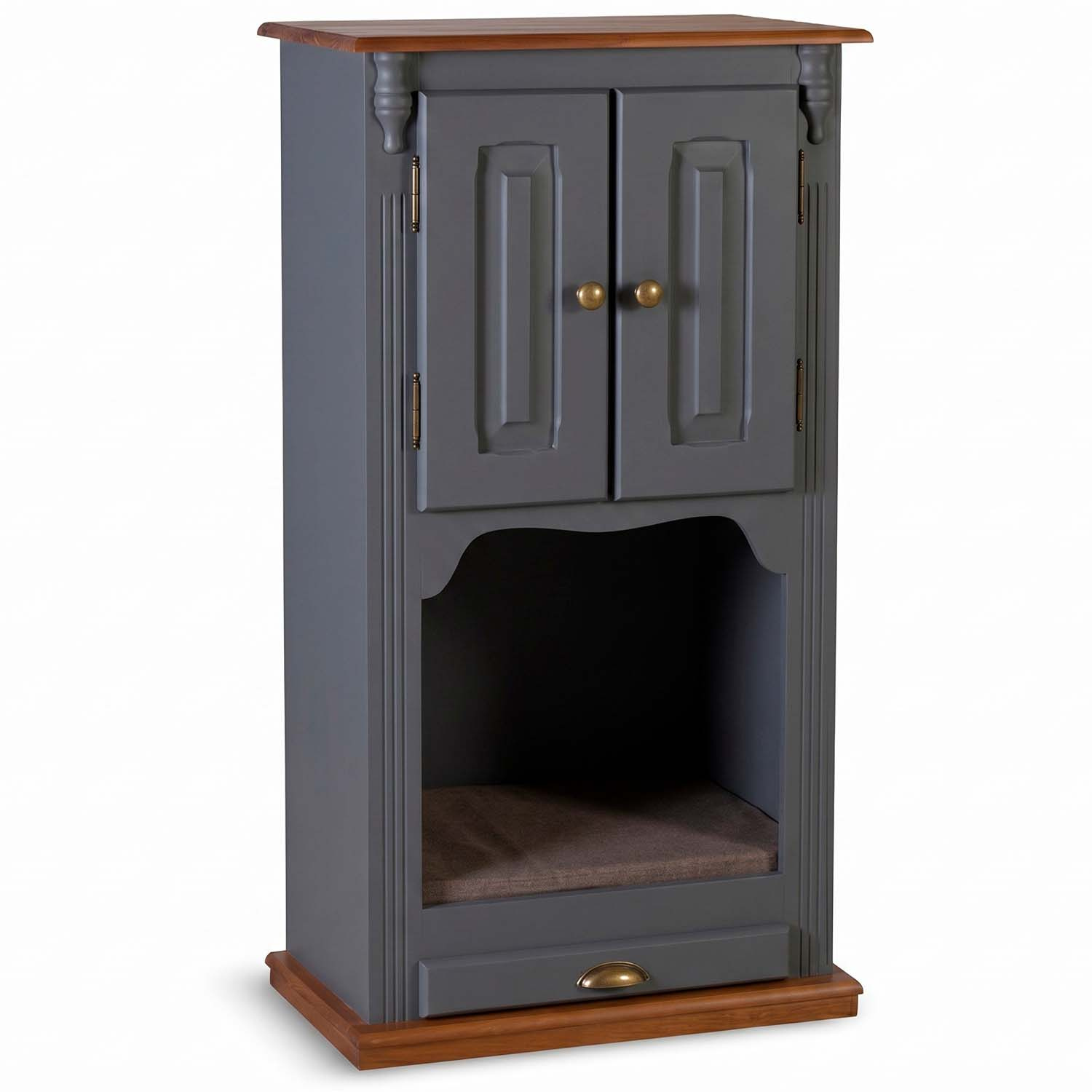 Armário Pet 2 portas Com Tratador Removível 111 x 60 x 40 cm (A x L x P) - Cor Cinza Escuro - Imbuia Glazer 