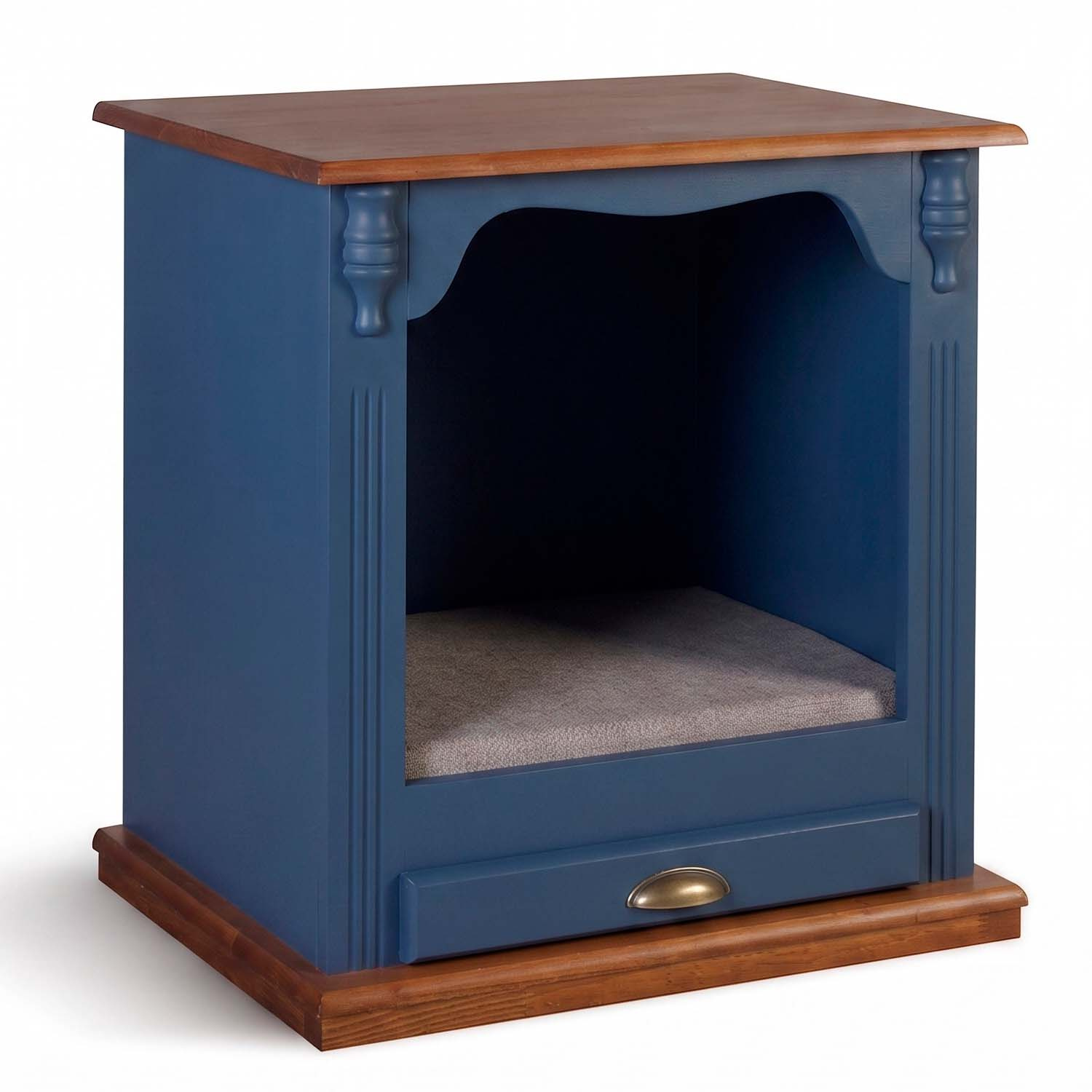 Mesa de Cabeceira Pet Com Tratador Removível 61 x 60 x 40 cm (A x L x P) - Cor Azul Petróleo - Imbuia Glazer 