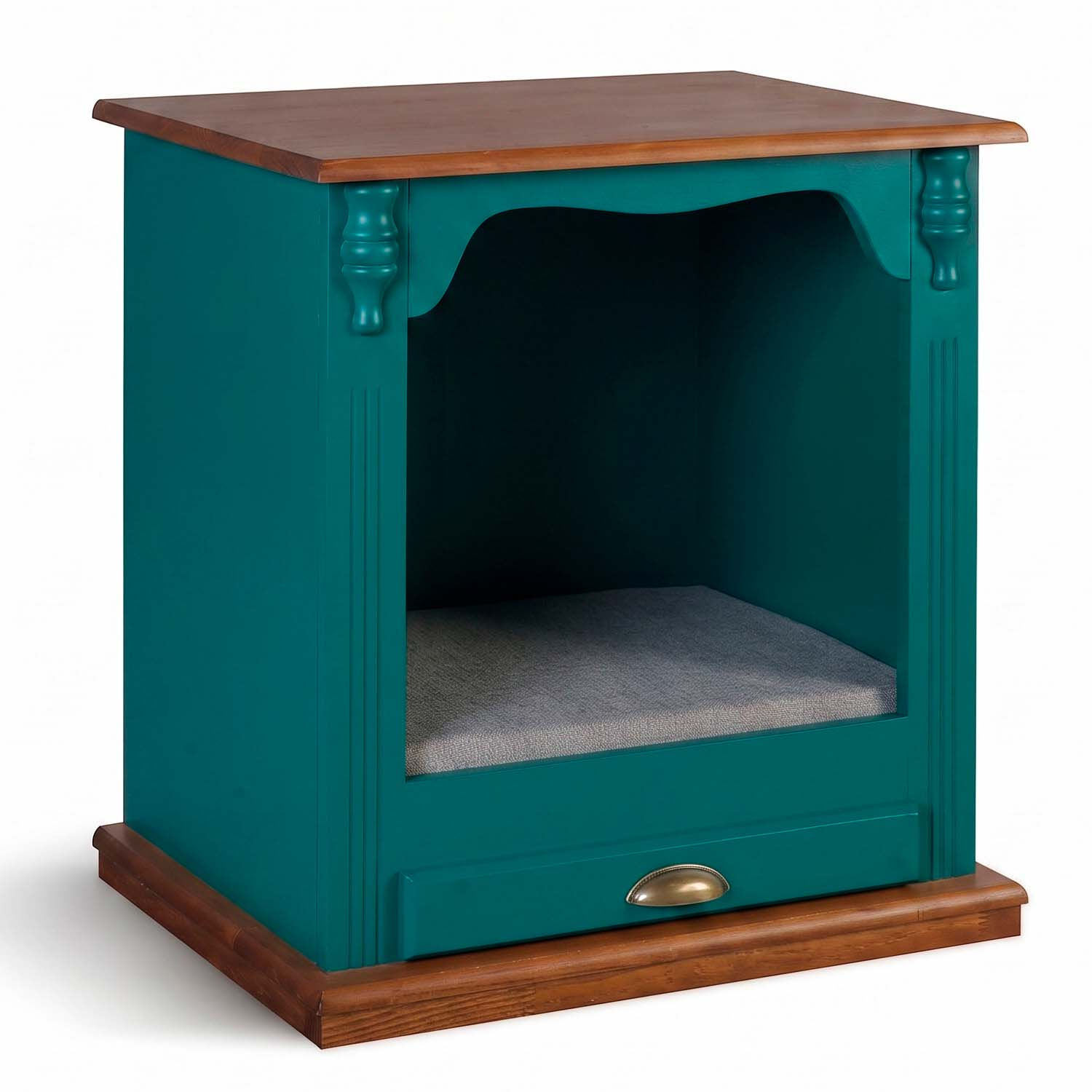 Mesa de Cabeceira Pet Com Tratador Removível 61 x 60 x 40 cm (A x L x P) - Cor Verde Musgo - Imbuia Glazer 