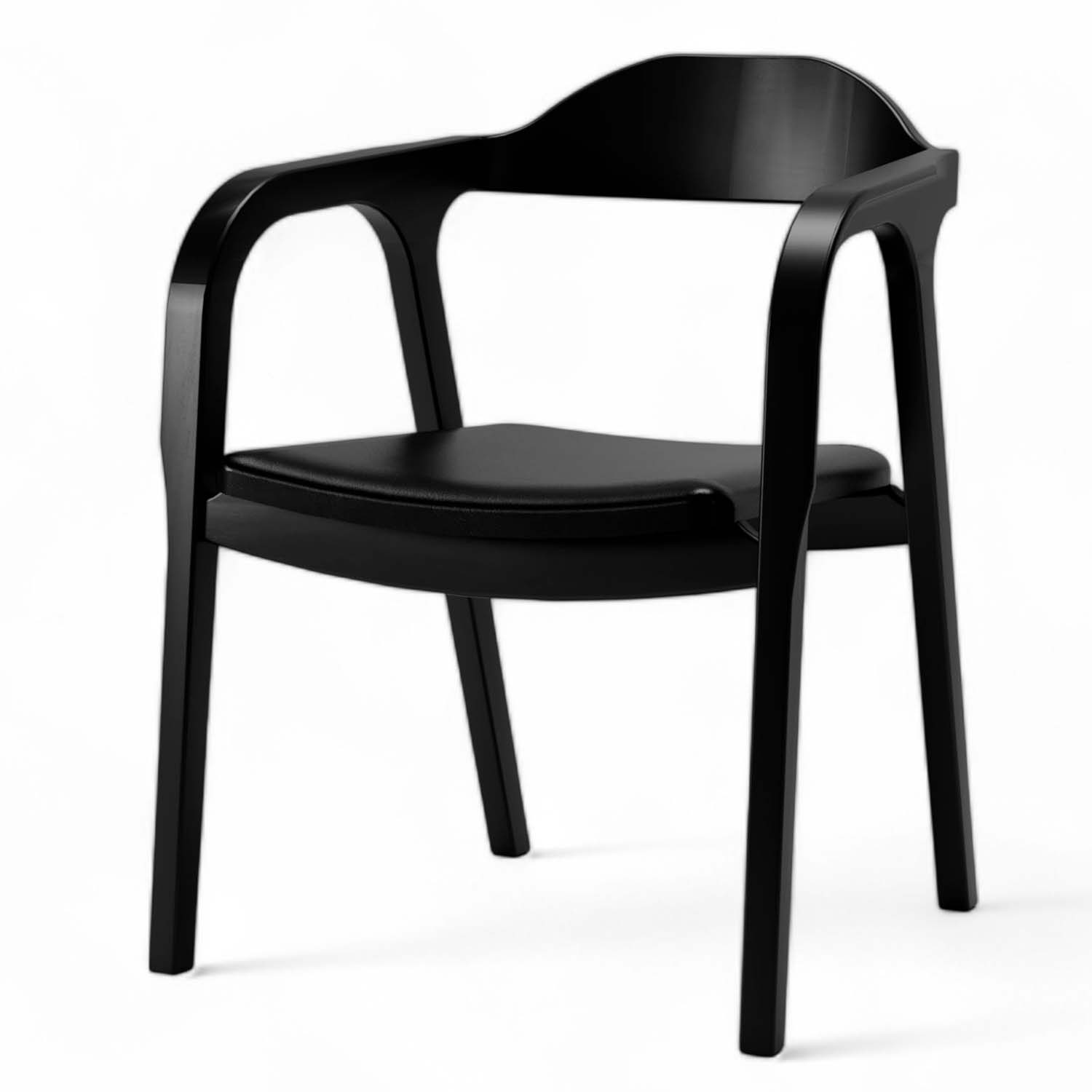 Cadeira De Madeira Astom Assento Estofado 57 x 75 x 60 cm (L x A x P) - Cor Preto Tecido Corino Preto 22B