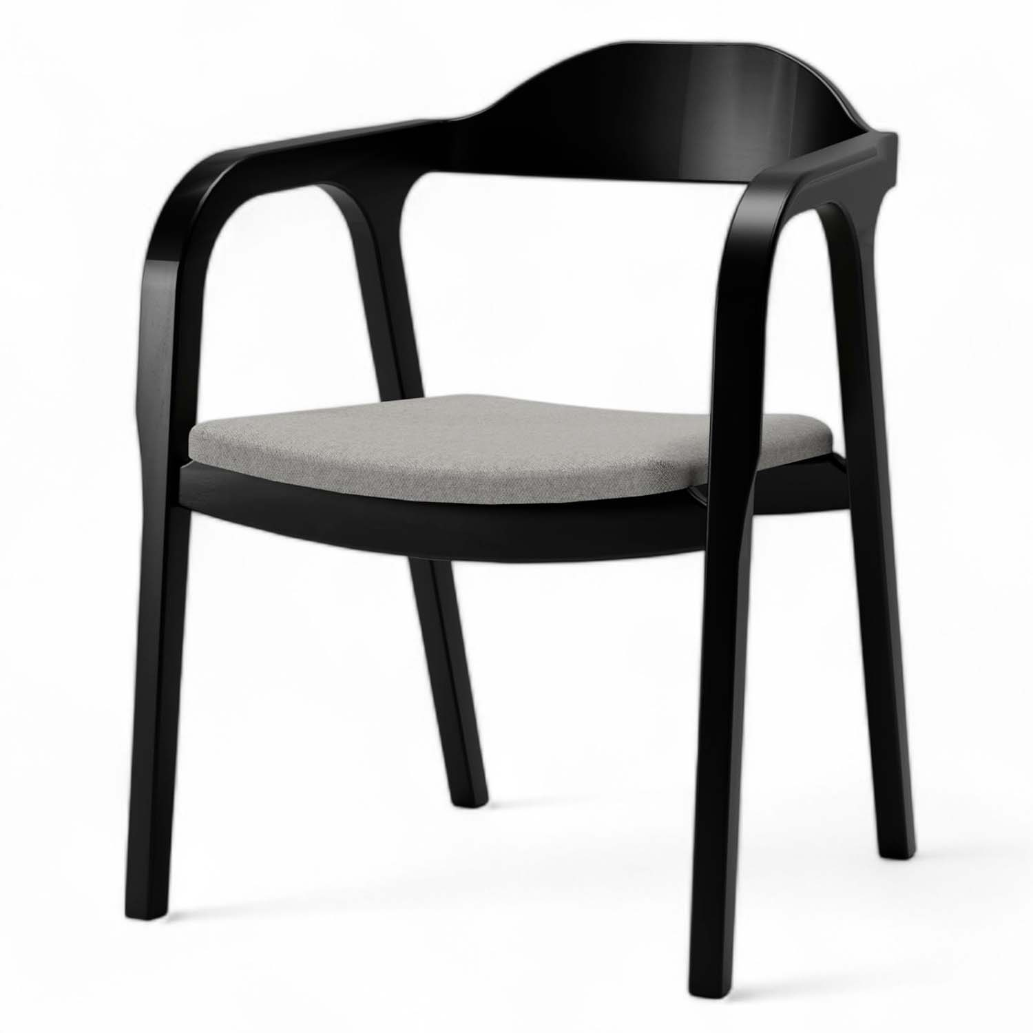 Cadeira De Madeira Astom Assento Estofado 57 x 75 x 60 cm (L x A x P) - Cor Preto Tecido Linho 87B