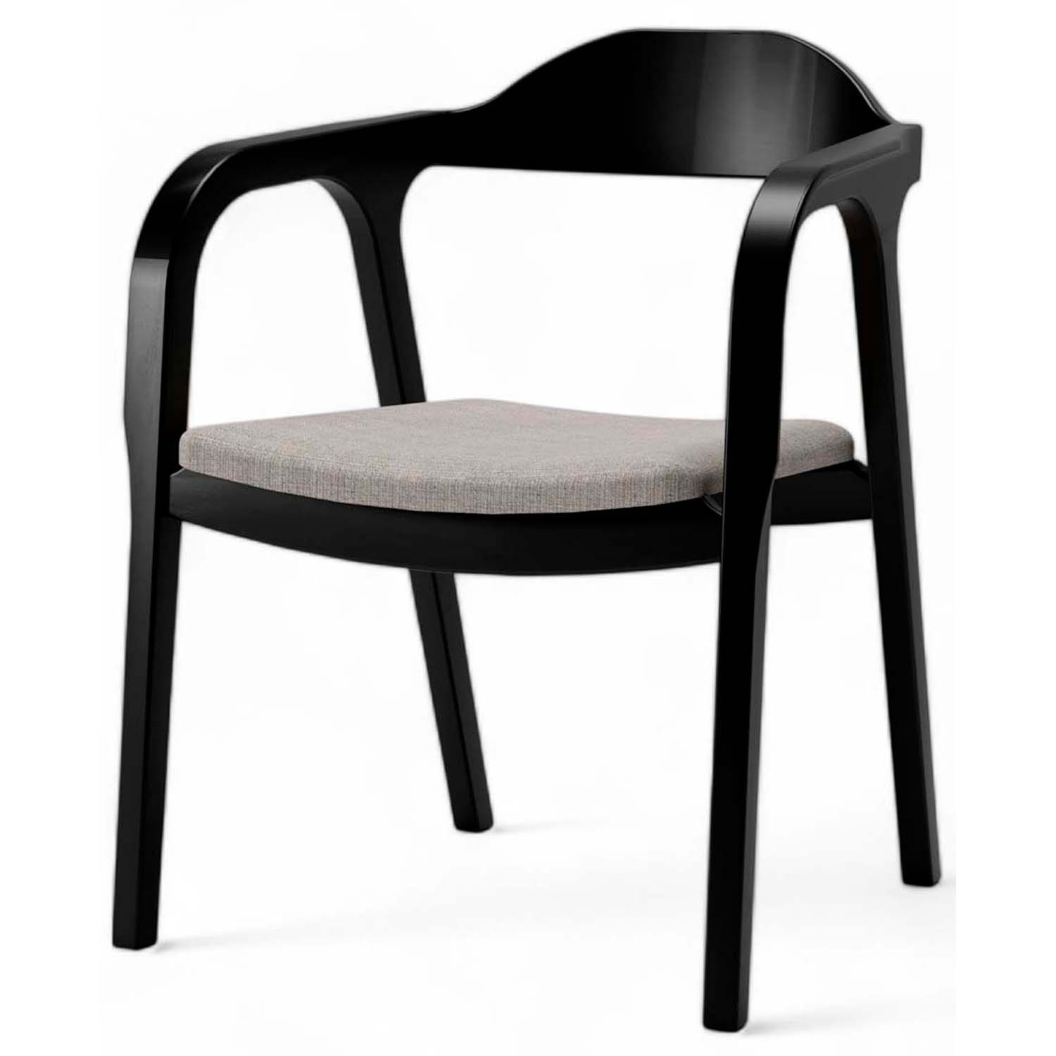 Cadeira De Madeira Astom Assento Estofado 57 x 75 x 60 cm (L x A x P) - Cor Preto Tecido Linho 149A