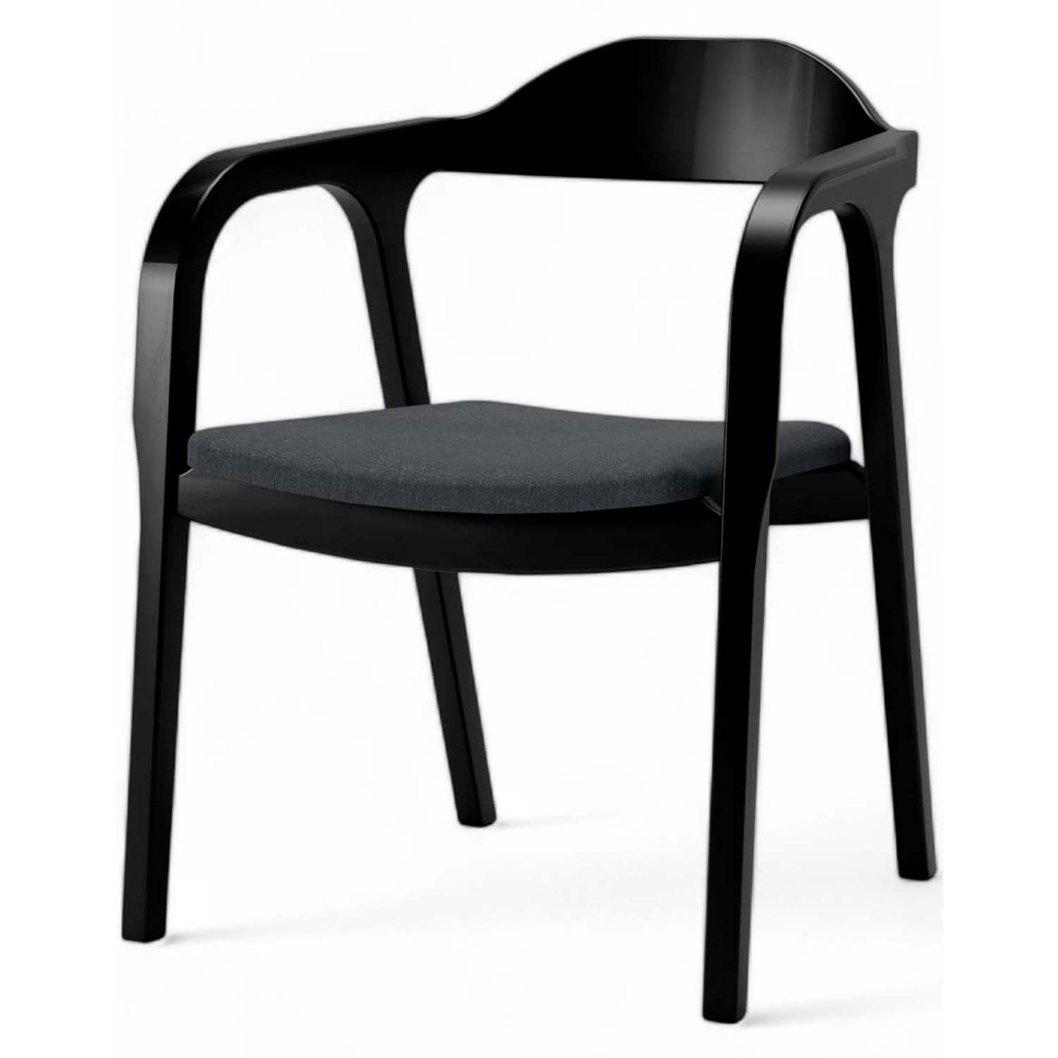 Cadeira De Madeira Astom Assento Estofado 57 x 75 x 60 cm (L x A x P) - Cor Preto Tecido Linho 152B