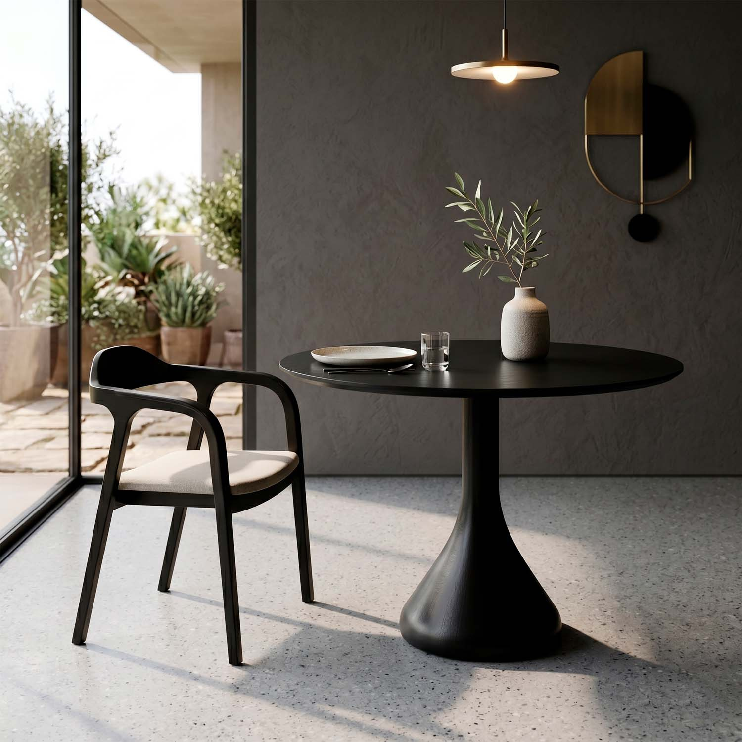 Cadeira De Madeira Astom Assento Estofado 57 x 75 x 60 cm (L x A x P) - Cor Preto Tecido Linho 154A