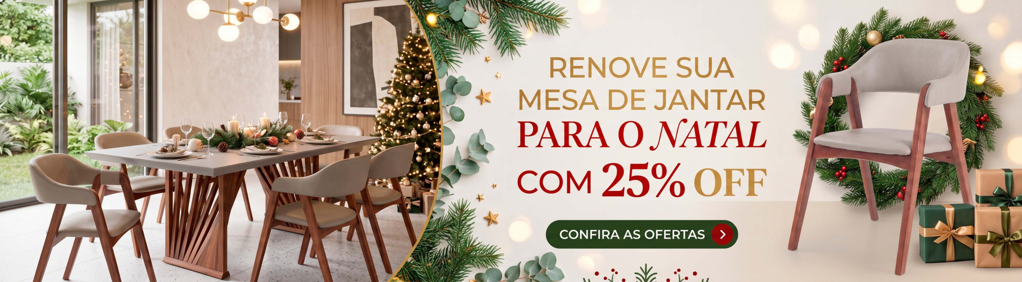 mesa e cadeira de jantar com desconto para o natal