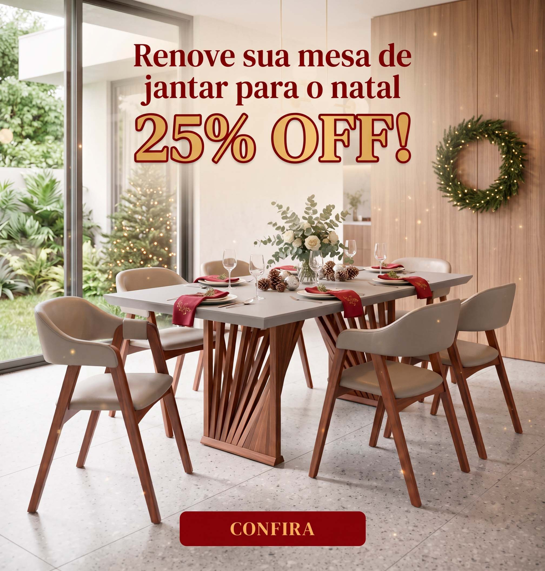 mesa e cadeira de jantar com desconto para o natal