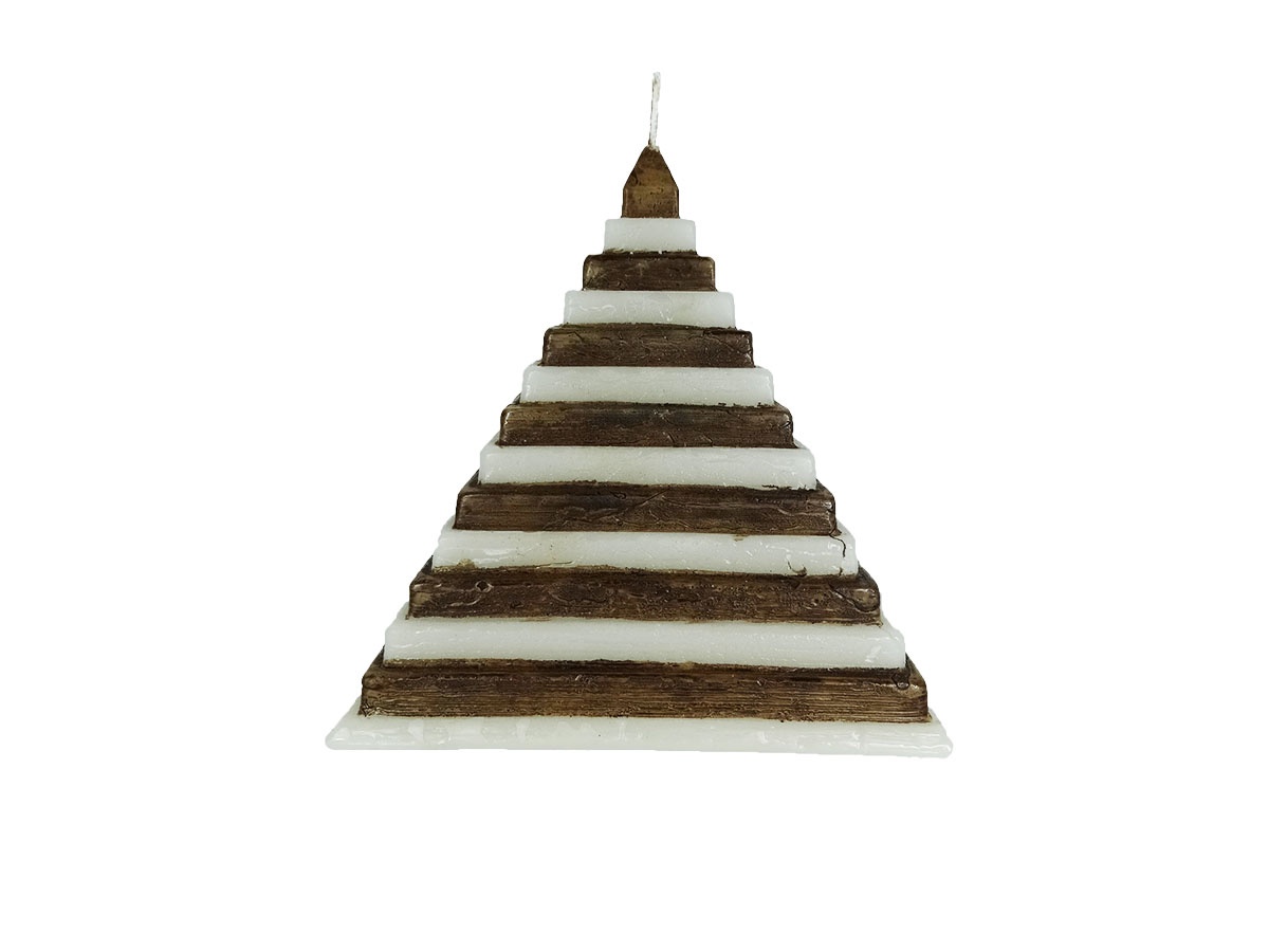 Vela Decorativa Pirâmide Com Betume Produção e Pintura Artesanal 14 x 14 x 14 cm