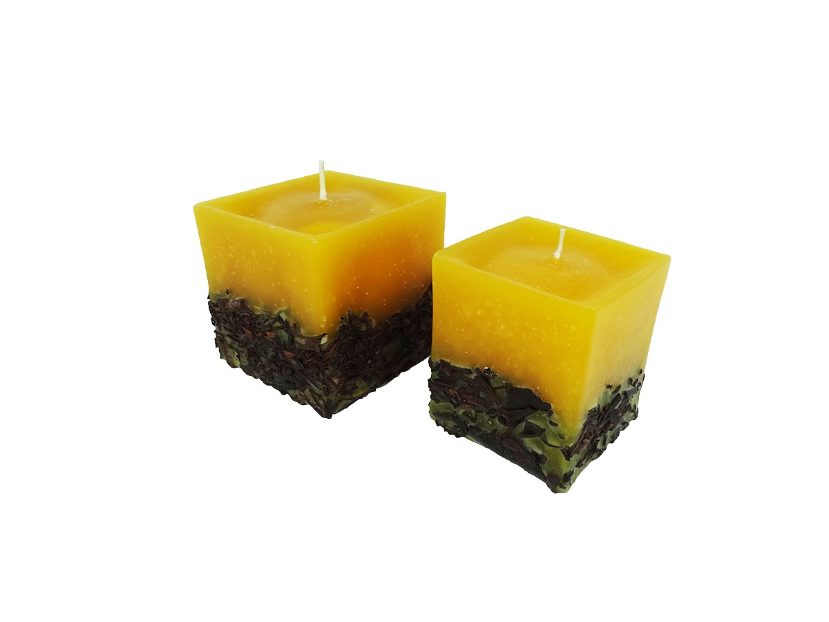 Vela Decorativa Retangular Com Canela 2 Unidades Produção Artesanal 